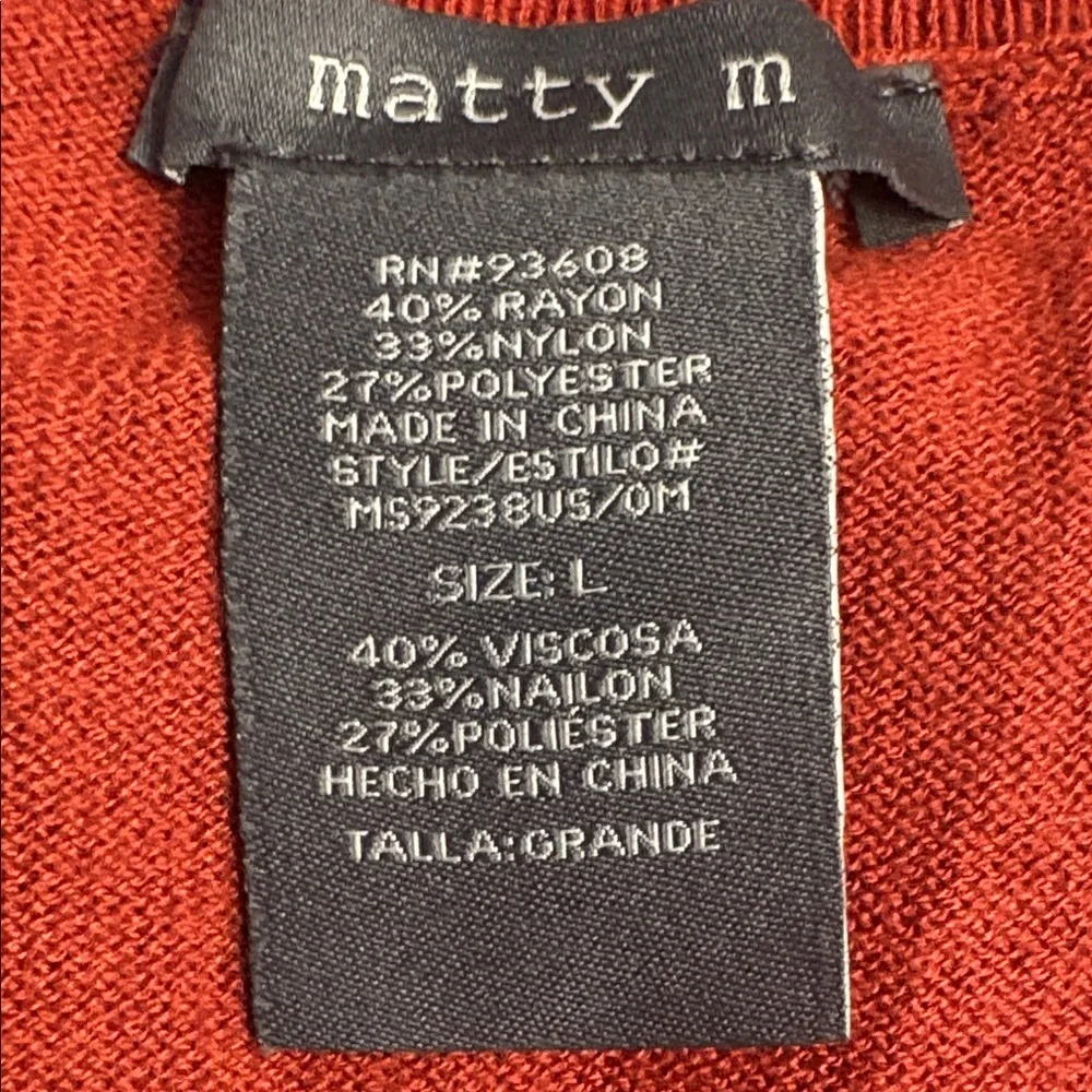 Matty M V-Neck Sweater in Rich Rust - Picture 2 of 3